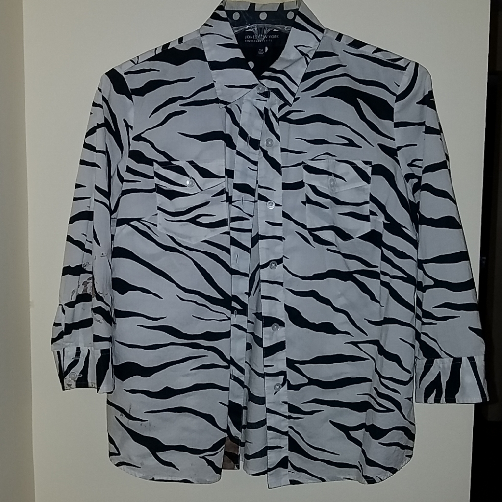 Zebra Print Button Down Blouse